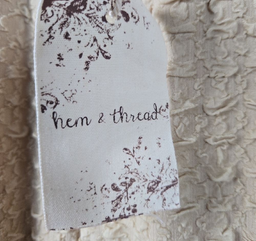 Hem & Thread Beige Textured Wide Leg Pants - Picture 2 of 8